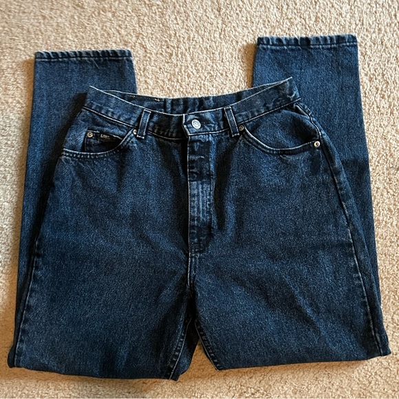 Womens Dark Wash Vintage Lee Mom Jeans - Picture 3 of 8